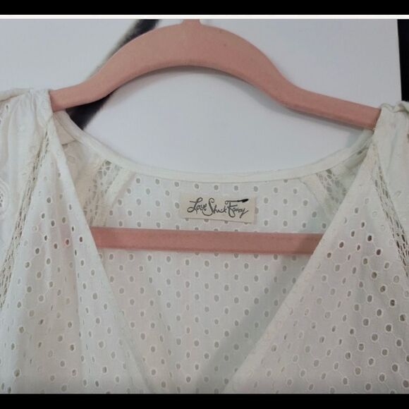 LOVESHACKFANCY Jodie Eyelet Ruffle White Dress $695 Size 4 Button Down - Picture 7 of 16